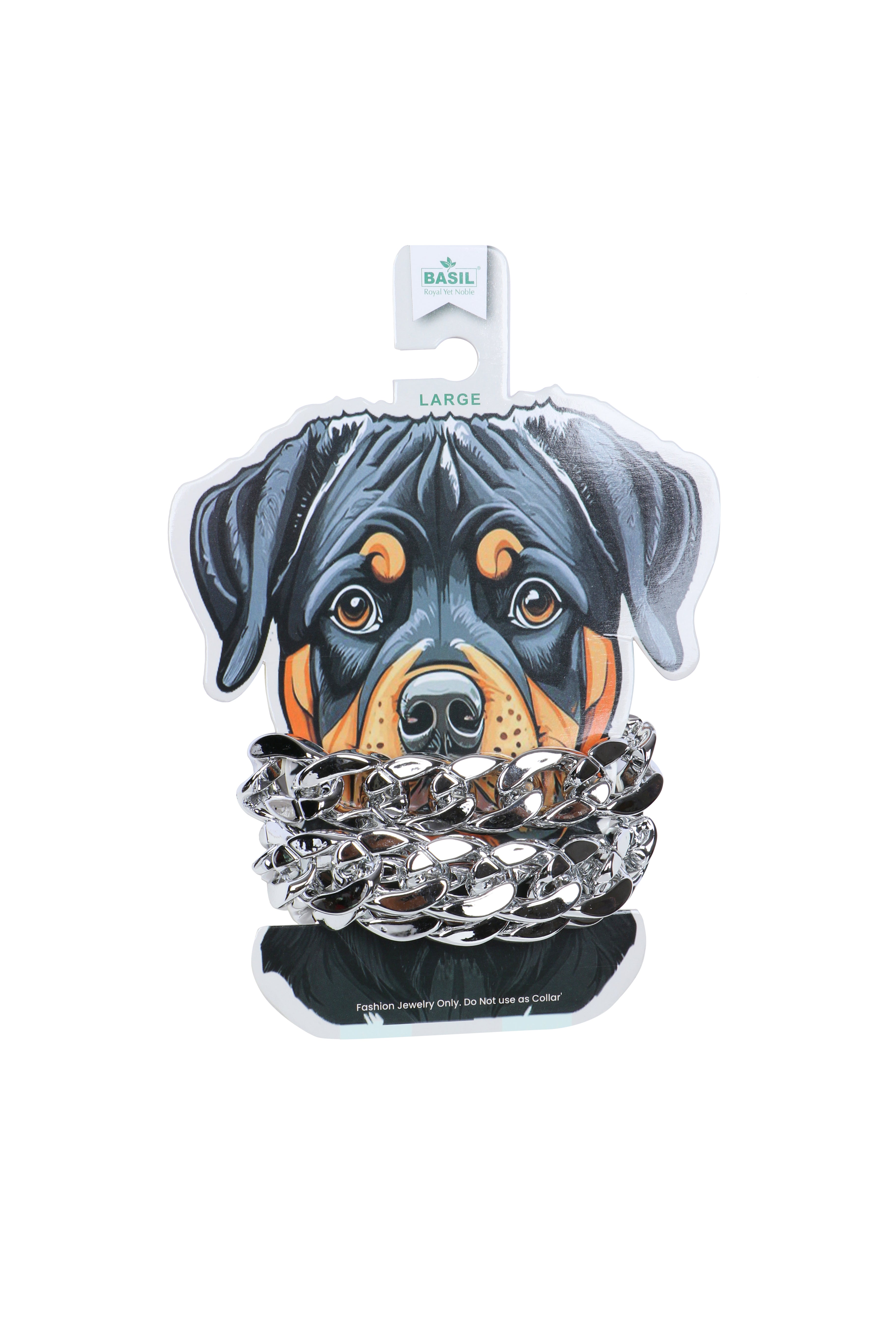 Basil Silver Dog Jewelry – Lightweight Glam No Metal Chain Small 34cm