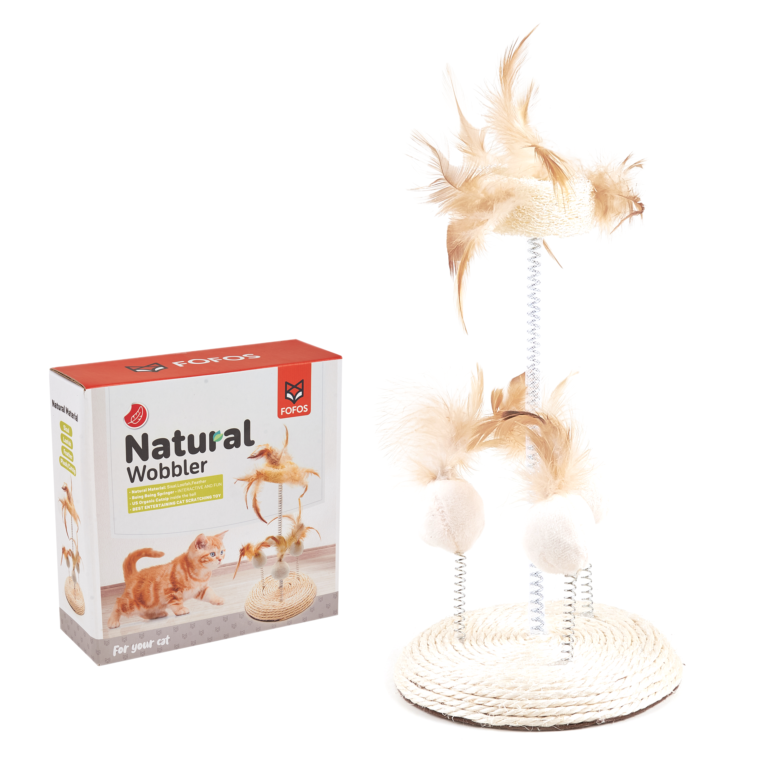 FOFOS Natural Wobbler Cat Toy 14 x 14 x 25cm