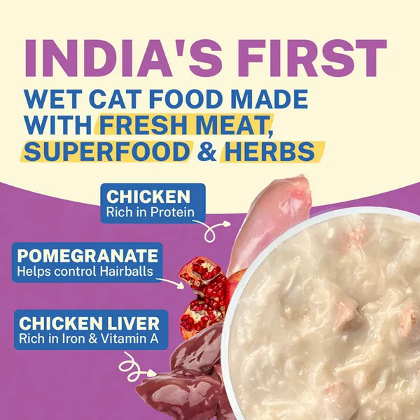 Smylo Adult Chicken & Liver, Pomegranate, Fresh & No-Preservative Wet Cat Food 70g