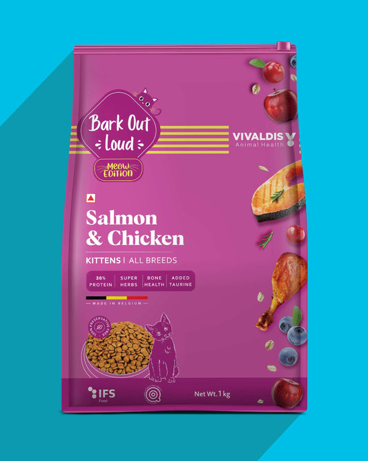 Vivaldis Bark Out Loud Salmon & Chicken Kitten Dry Food 1kg