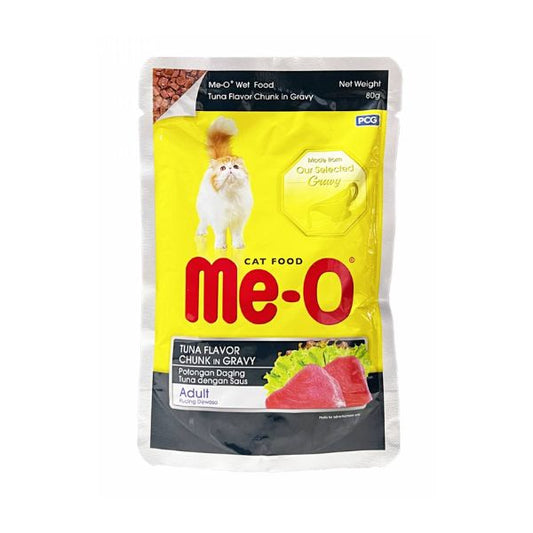 Me-O Tuna Flavor Chunk In Gravy Adult Cat Food 80gm (Pack of 12)