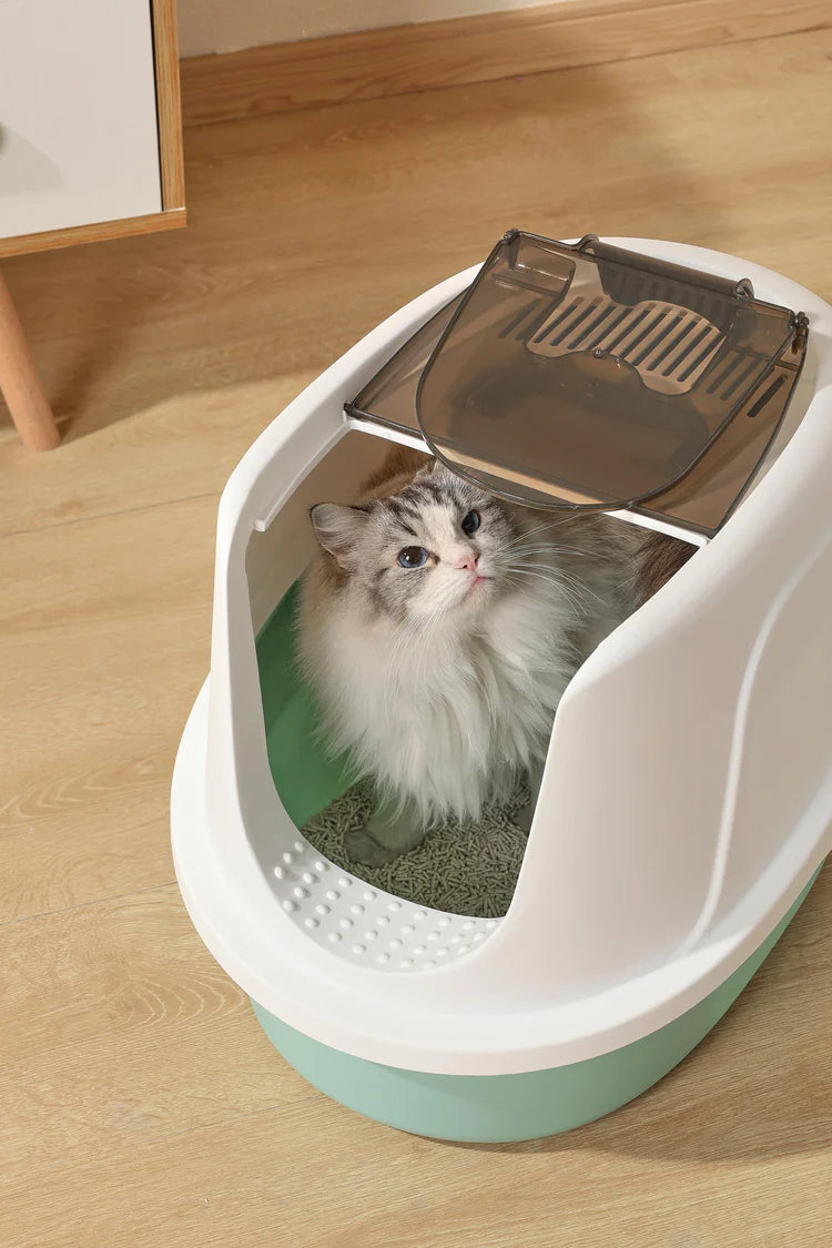 M-Pets Eco Tima Cat Litter Box Sea Green 60.2 x 45.1 x 42.4 cm