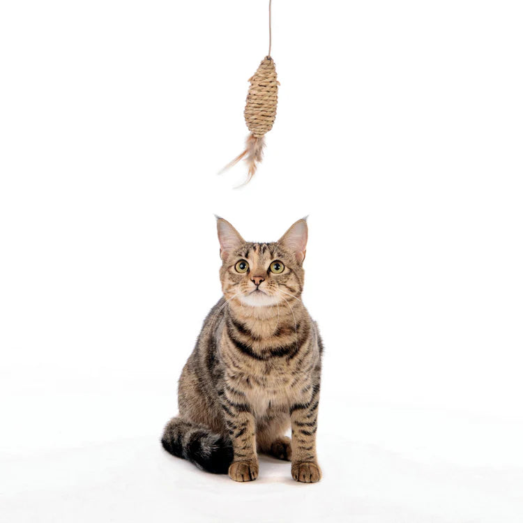 M-Pets Nautra Mouse Wand Cat Toy