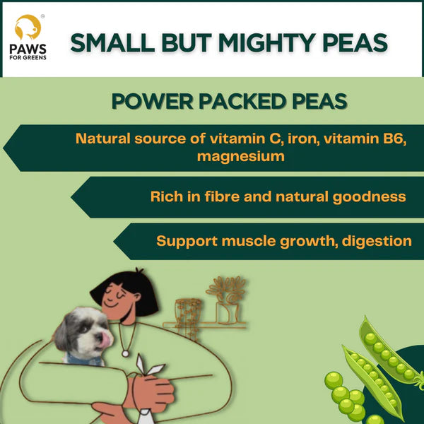 Paws For Greens Veg Ready to Eat Wet Dog Food Plant and Based Vegan Pet Food Preservative-Free Peas 200gm