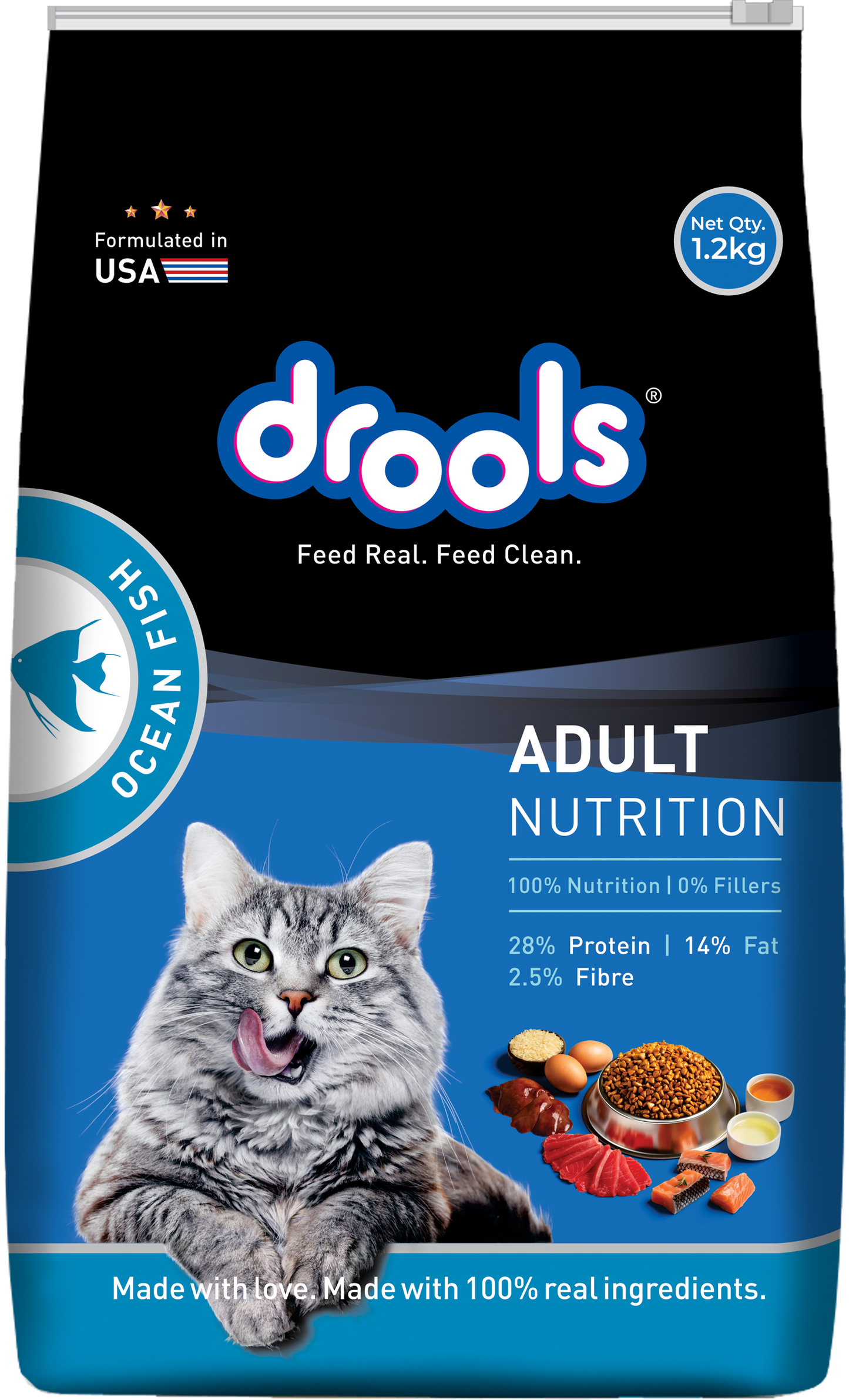 Drools Adult Ocean Fish Dry Cat Food Sample