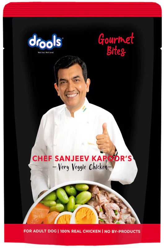 Drools Gourmet Bites Chicken Chunks in Gravy Adult Wet Dog Food Sanjeev Kapoor's Recipe 150g (Pack of 15)