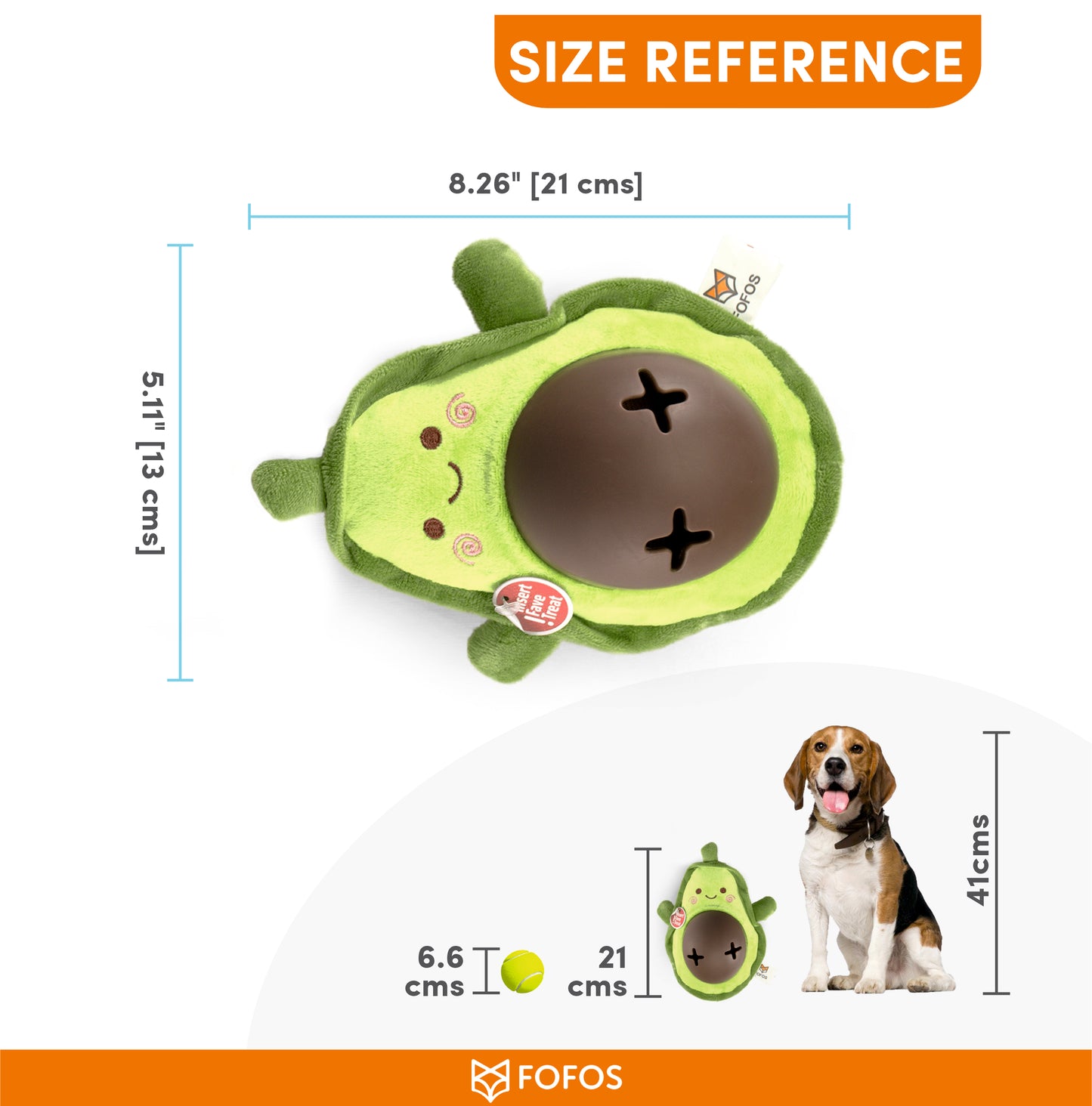 FOFOS Cute Treat Dispenser Toy Avocado 13 x 21 x 10 cm