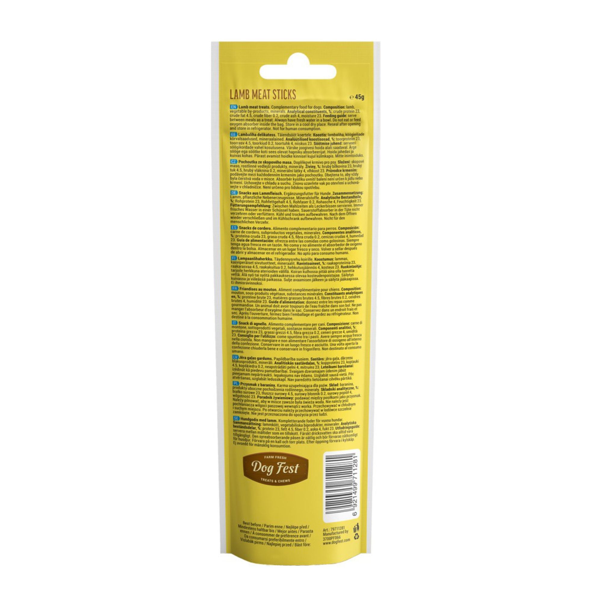 Dogfest Meat sticks lamb Dog Treats 45g