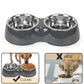 Basil Melamine Double Dinner Set Pet Feeding Bowls for food and water Grey Small 400ml