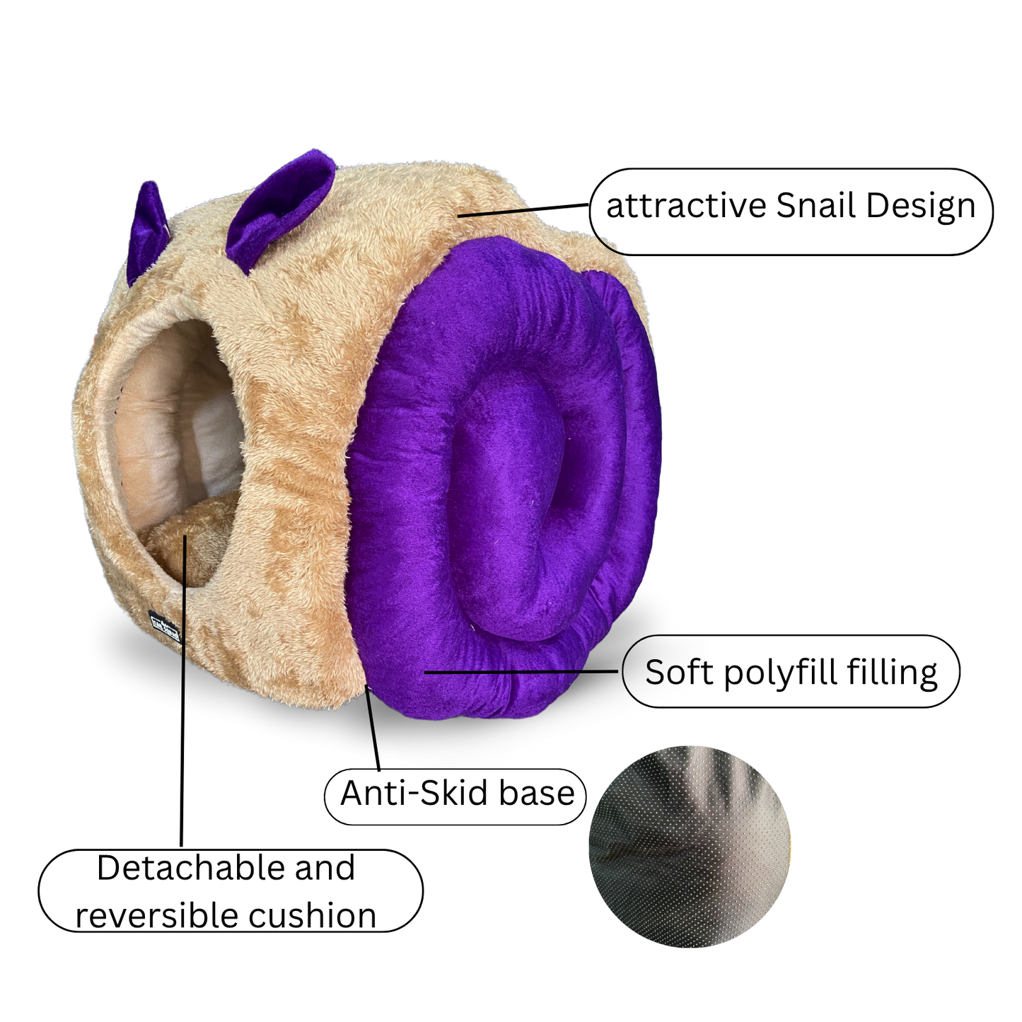 Caninkart Hut-Snail Bed For Cats & Small Breed Dogs 22cm x 17cm x 16cm - Brown