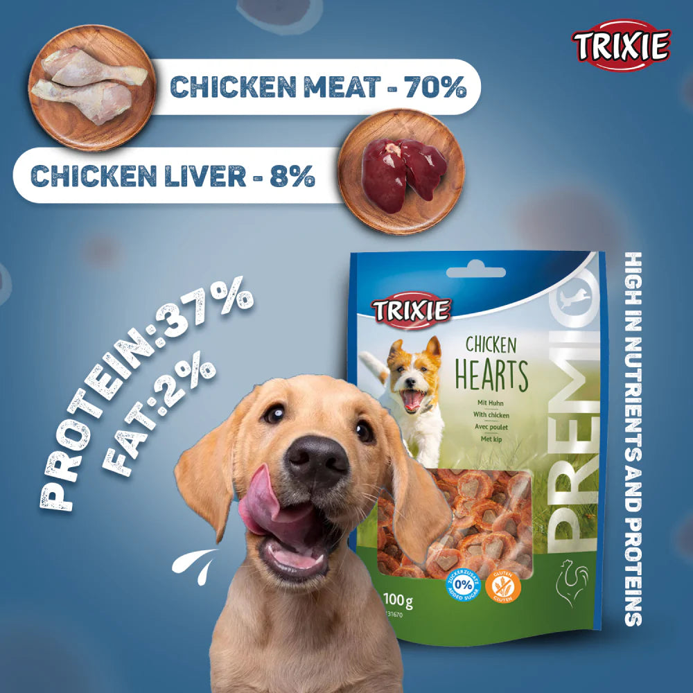 Trixie Premio Chicken Heart Dog Treat 100g