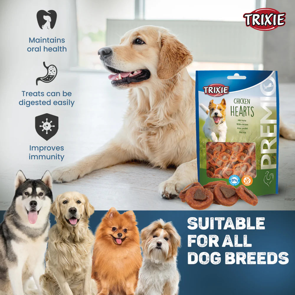 Trixie Premio Chicken Heart Dog Treat 100g