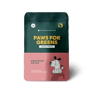 Paws For Greens Dog Treats Plant-Based Healthy Vegan Biscuits for Dogs with Beetroot and Apple 100gm