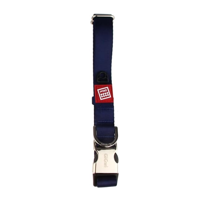 Gigwi Premium Line Reflective Strap with Sturdy Metal Buckle Dog Collar Adjustable Neck Size 48-70cm Blue (X-L)