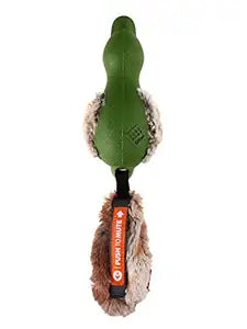 Gigwi Duck Push To Mute with Plush Tail Dog Toy Green