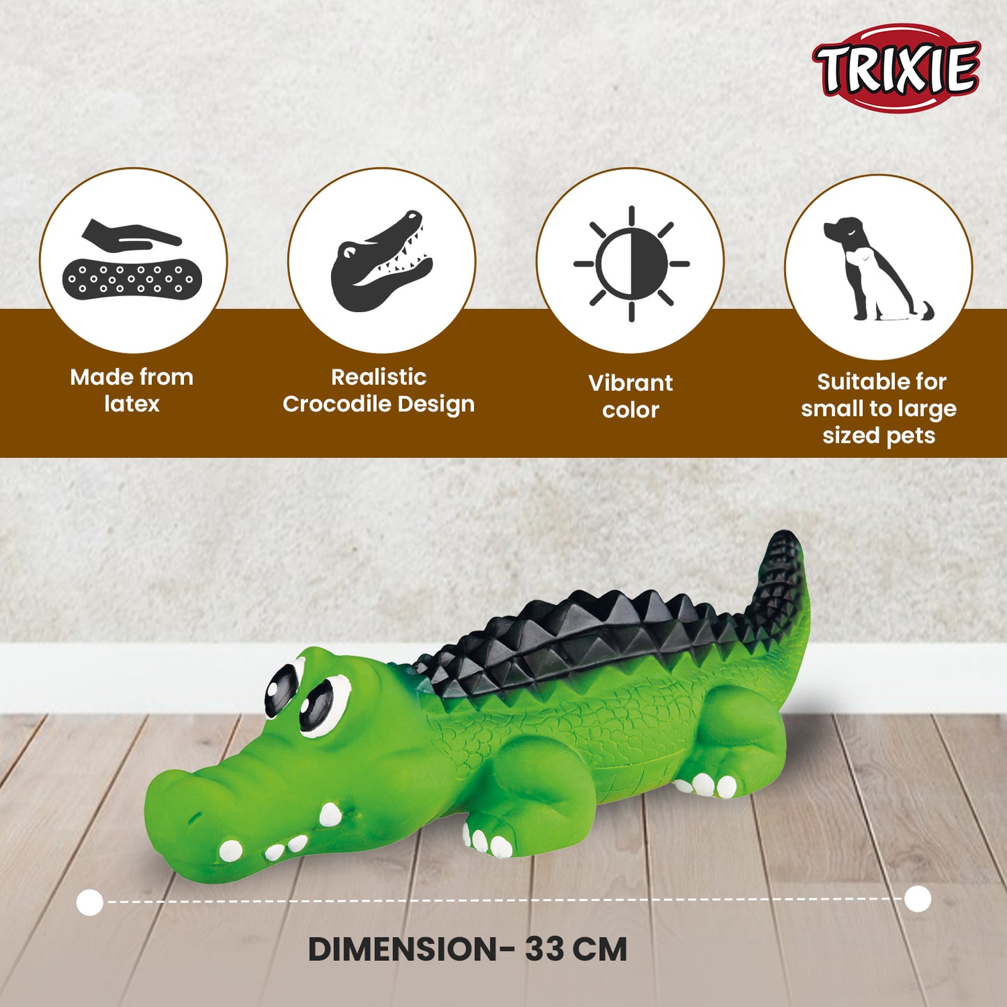 Trixie Crocodile Latex Squeaker Toy For Dogs 33cm