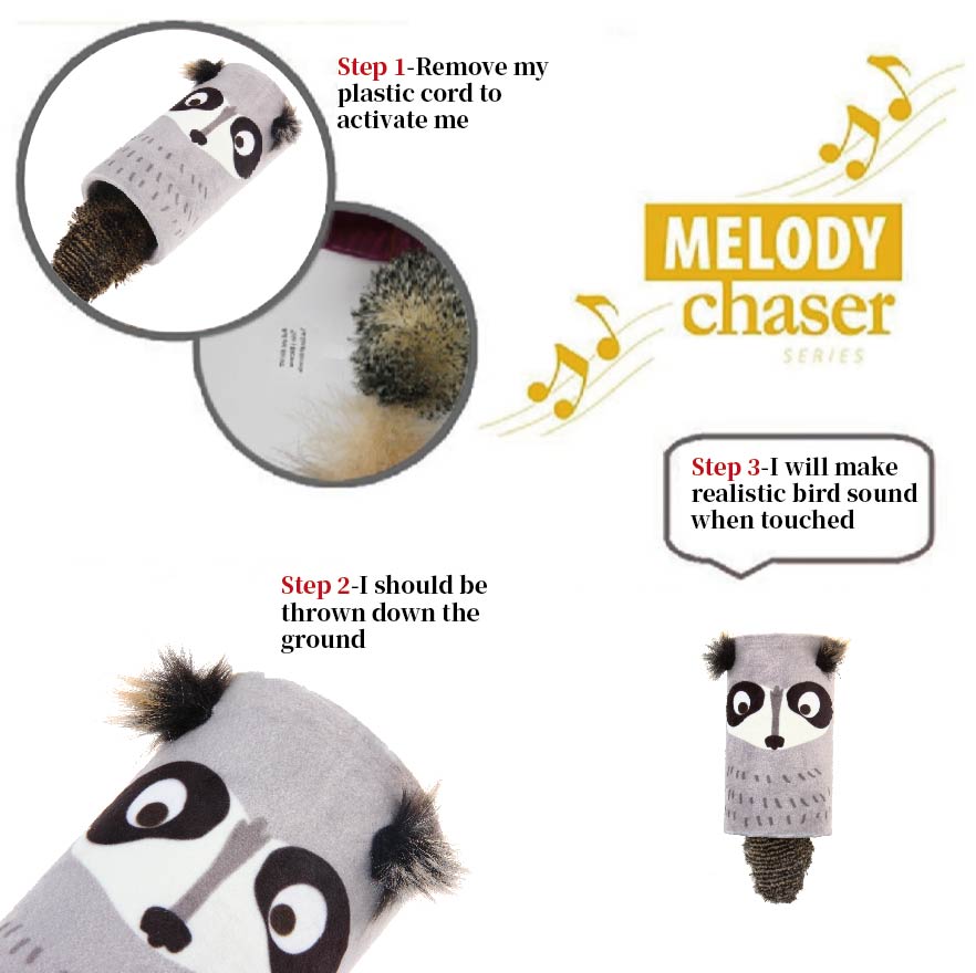 Gigwi Melody Tube Raccoon Cat Toy 8.50 x 22 x 8.50cm