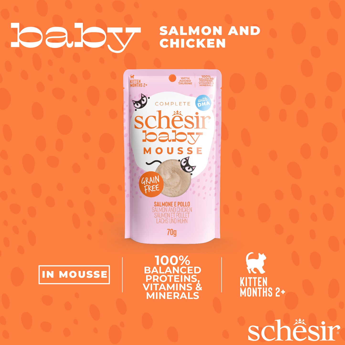 Schesir Baby Kitten Cat Mousse Salmon & Chicken 70g