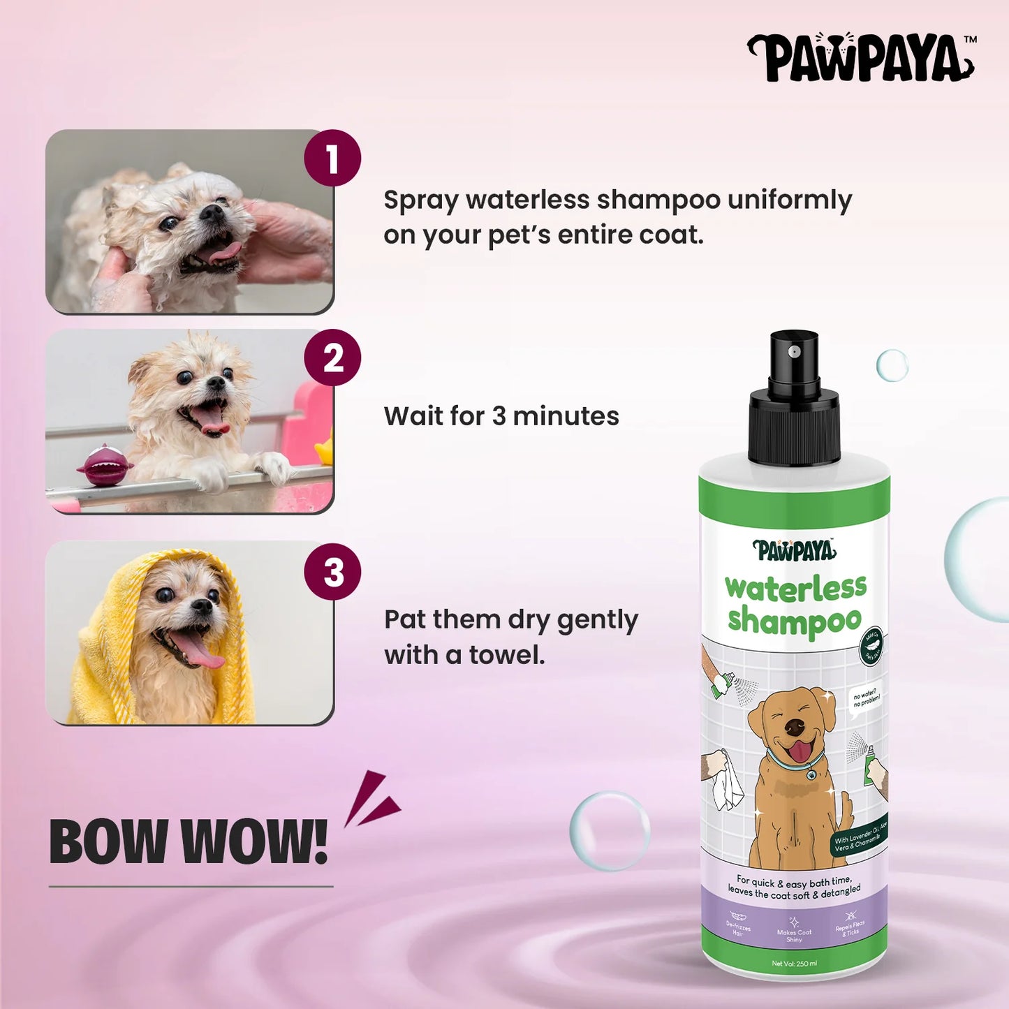 Pawpaya Waterless Shampoo For Dogs 250ml