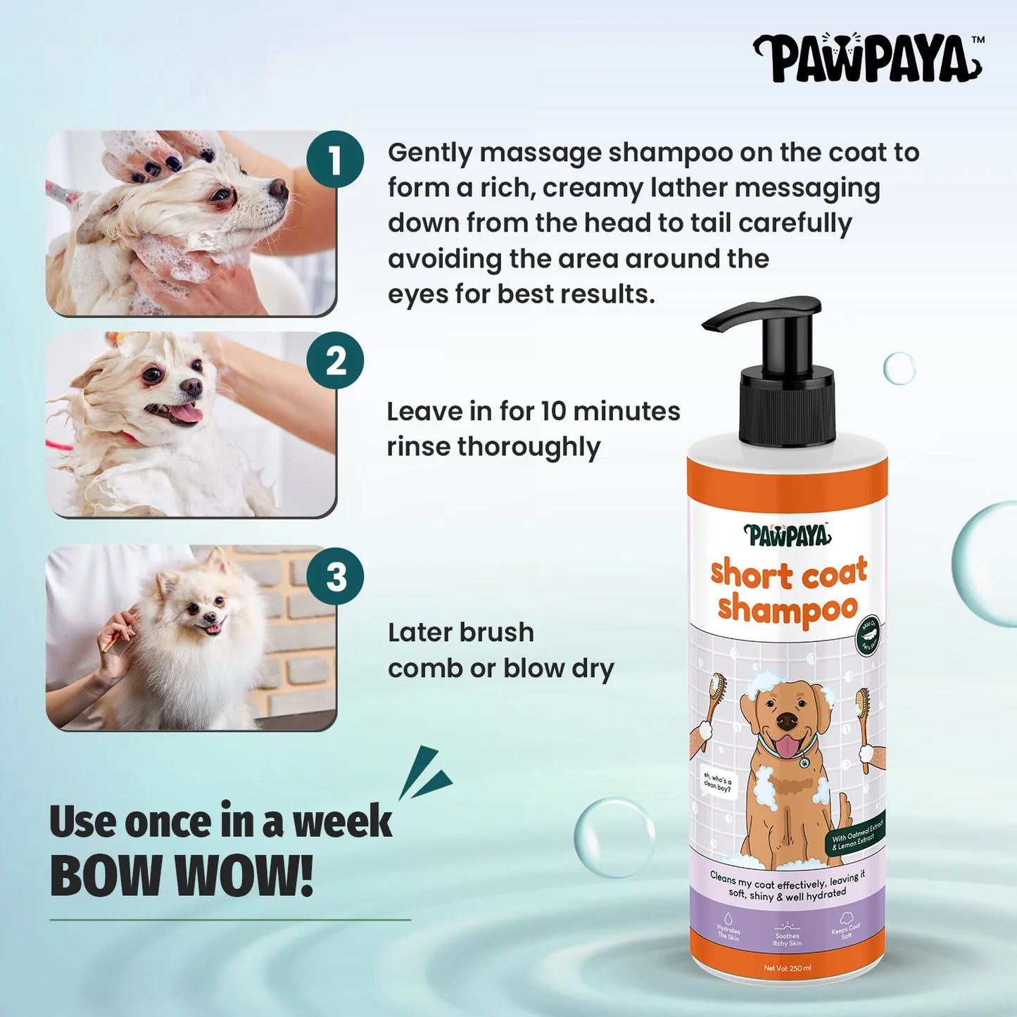 Pawpaya Short Coat Shampoo For Dogs 250ml