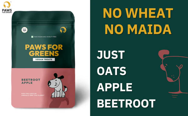 Paws For Greens Dog Treats Plant-Based Healthy Vegan Biscuits for Dogs with Beetroot and Apple 100gm