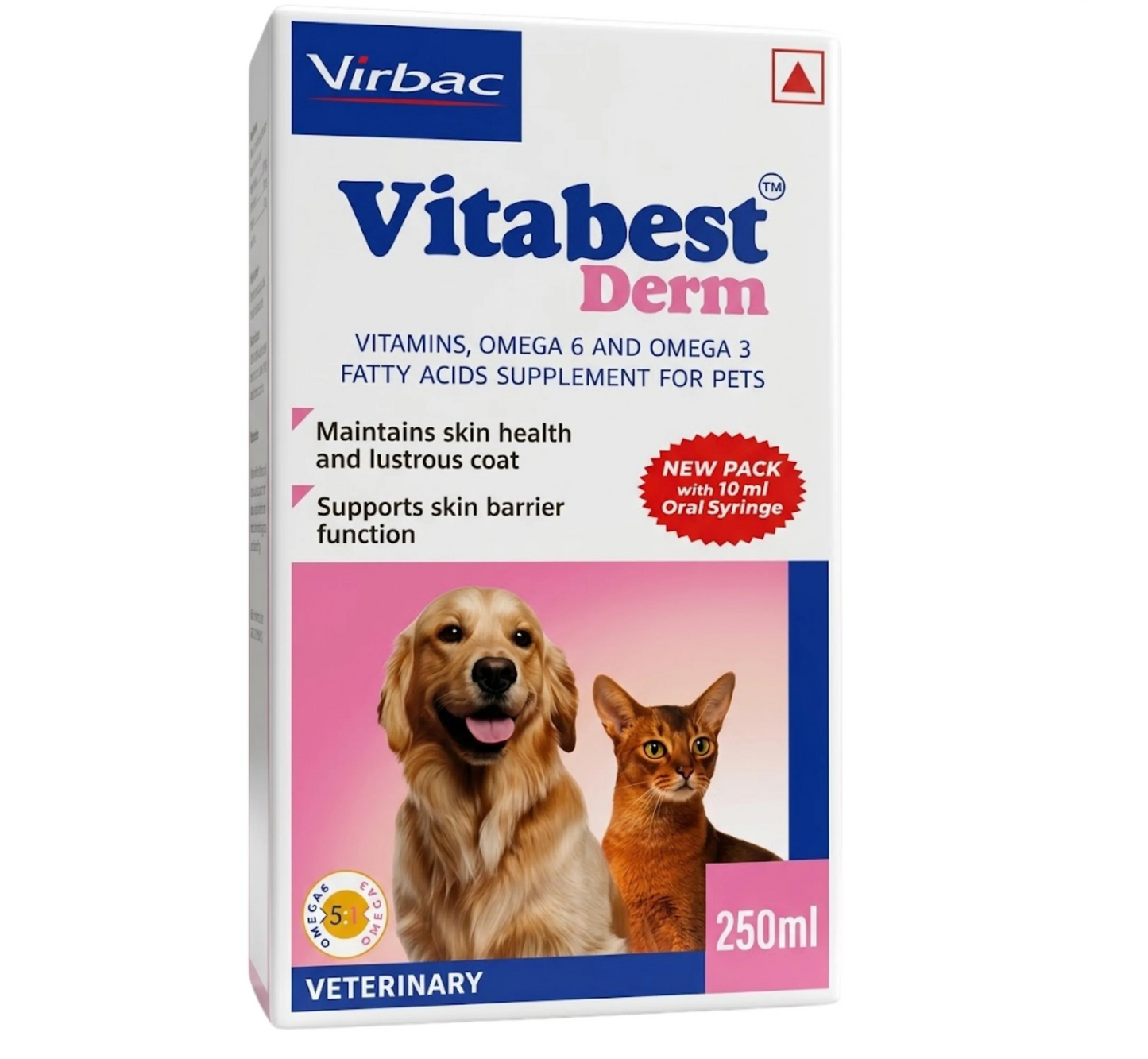 Virbac Vitabest Derm with Omega 6 & Omega 3 for Lustrous Coat of Dogs & Cats 250ml