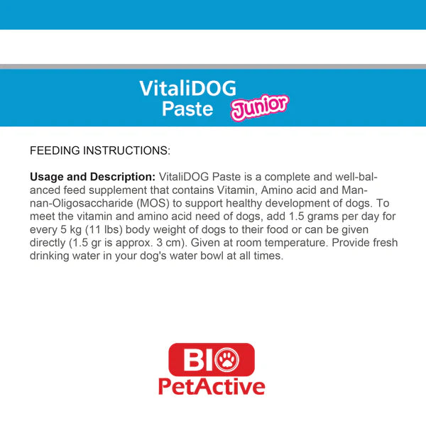 Bio Pet Active Vitali Dog Paste Junior Vitamin Paste For Dogs 100ml