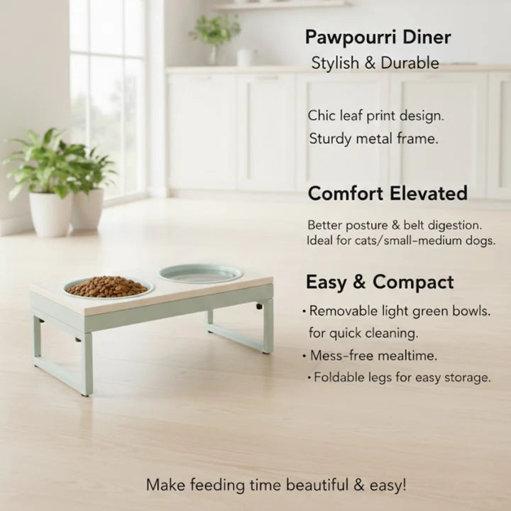 Pawpourri UV Pattern Metal Foldable Leg Dinner Set For Dogs