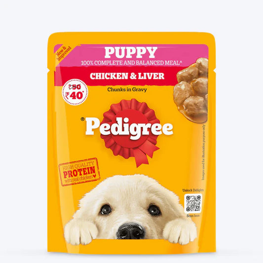 Pedigree Puppy Wet Dog Food Chicken & Liver Chunks in Gravy 70g