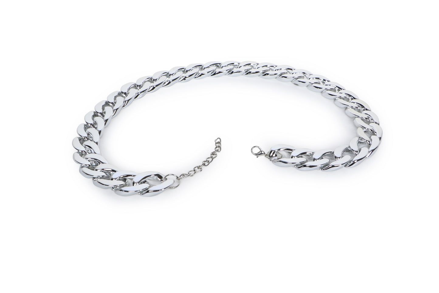 Basil Silver Dog Jewelry – Lightweight Glam No Metal Chain Large 21" Inch