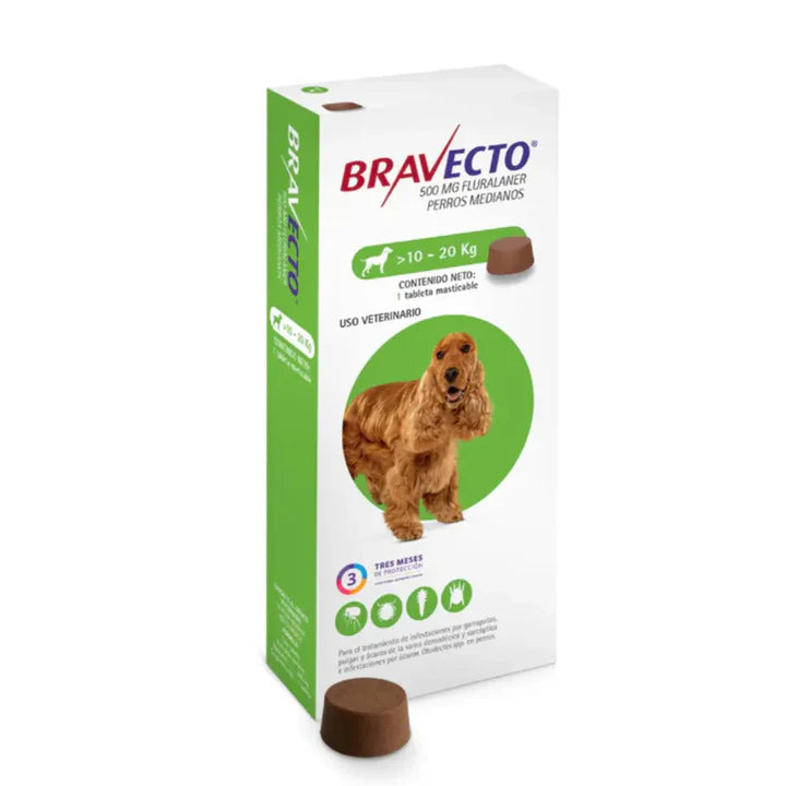 MSD Animal Health Bravecto 1 Chewable Tablet For Flea/Tick & Deworming Dogs (10 Kg - 20 Kg)