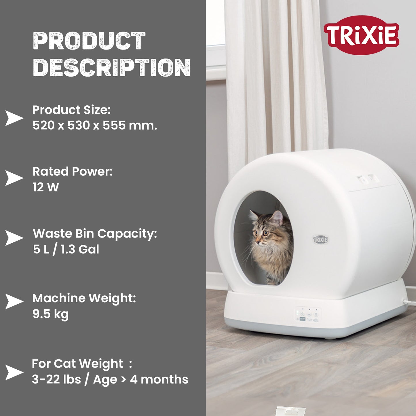 Trixie Self Cleaning Cat Litter Box 53 × 55.5 × 52 cm