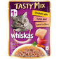 Whiskas Adult (1+ Year) Tasty Mix Wet Cat Food Made with Real Fish Chicken with Tuna and Carrot in Gravy (Pack of 14)