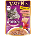 Whiskas Adult (1+ Year) Tasty Mix Wet Cat Food Made with Real Fish Chicken with Tuna and Carrot in Gravy 70gm