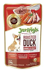 Jer High Roasted Duck Chunks in Gravy Wet Dog Food 120gm (Pack of 12)