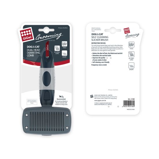 Gigwi Self Cleaning Slicker Brush For Pets 16.51 x 9.91 x 6.60cm