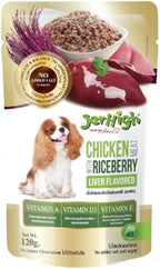 Jer High Chicken Meat with Riceberry Liver Flavored Wet Dog Food 120g