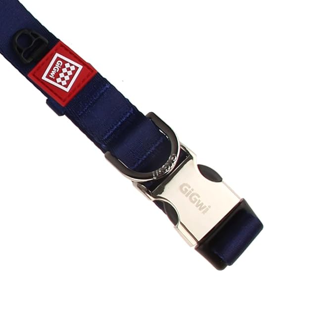 Gigwi Premium Line Reflective Strap with Sturdy Metal Buckle Dog Collar Adjustable Neck Size 48-70cm Blue (X-L)