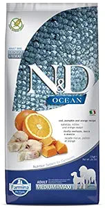 Farmina N&D Ocean Cod, Orange & Pumpkin Grain Free Adult Medium Maxi Dog Dry Food 2.5kg