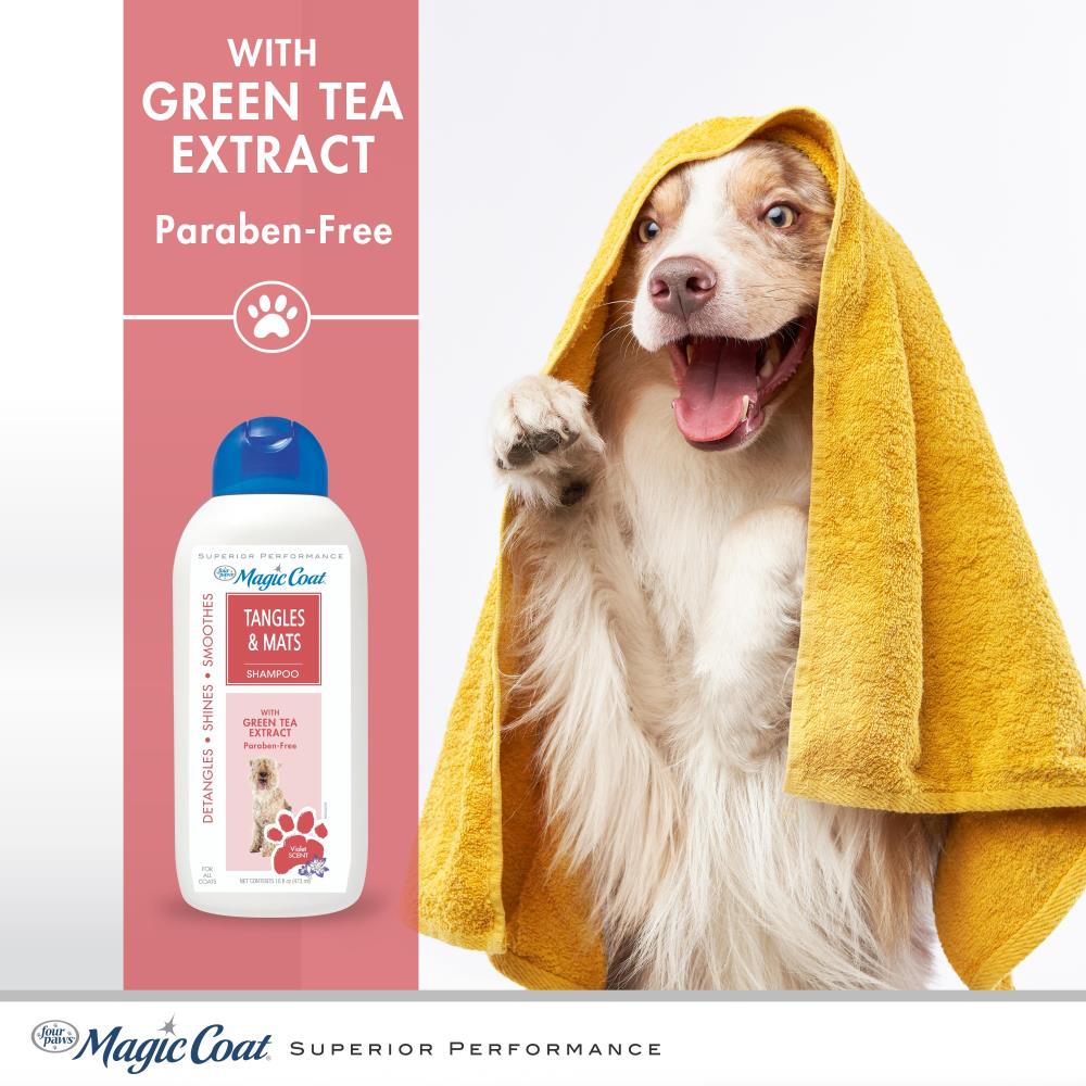 Four Paws Magic Coat Tangles & Mates Shampoo With Green Tea Extract Paraben Free Violet Scent 473ml