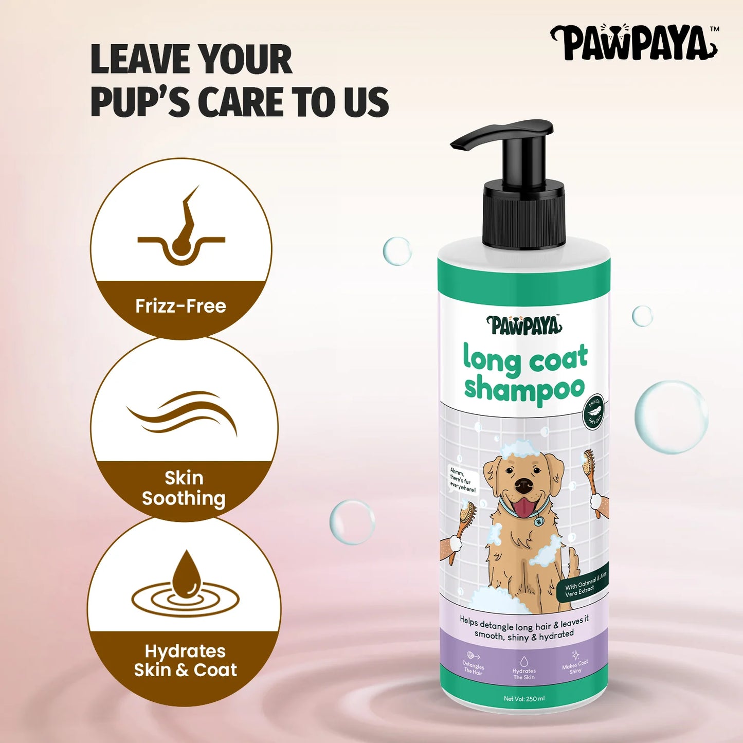 Pawpaya Long Coat Shampoo For Dogs 250ml