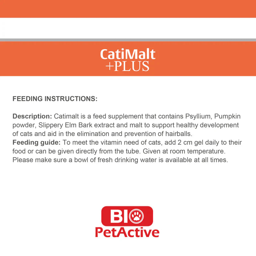 Bio Pet Active Cati Malt Plus Hairball Control For Cats 100ml