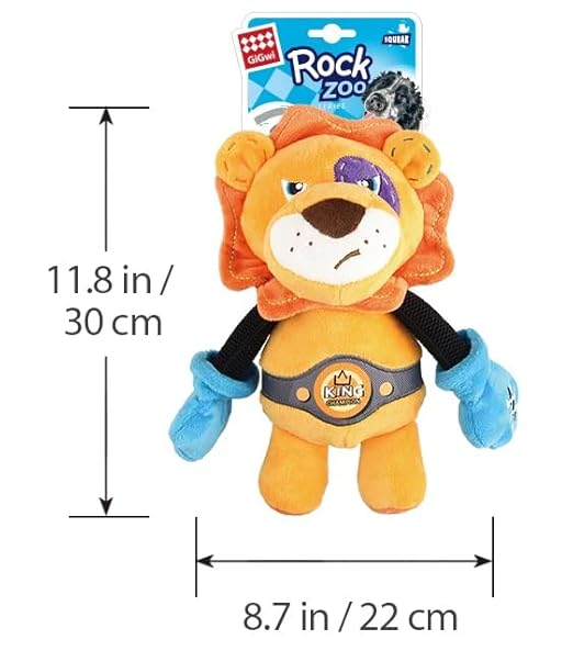 Gigwi Rock Zoo King Boxer Lion Squeaker Dog Toy M/L