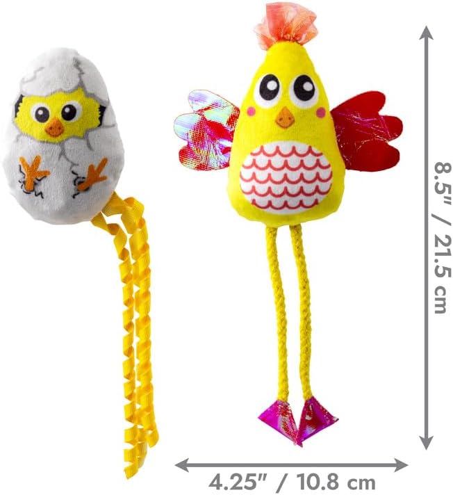 Kong Scrattles Chicken Chicken and Egg Crinkly Rattling Cat Toys with Catnip 2pk