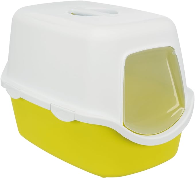 Trixie Vico Cat Litter Tray with Hood | Lime/White | Size: 40x40x56cm