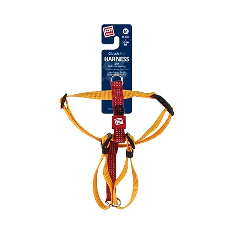 Gigwi Classic Line Secure H-Harness Reflective Material Breathable & Lightweight Harness For Dogs 15mmx30-50cm Yellow (Medium)