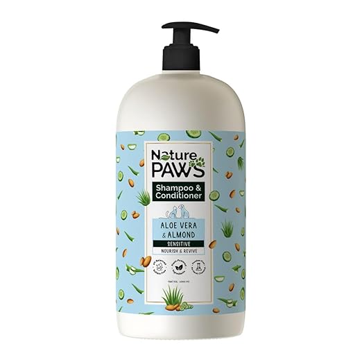 Nature Paws Aloe Vera & Almond Sensitive Nourish & Revive Shampoo & Conditioner For Dogs and Cats 1000ml