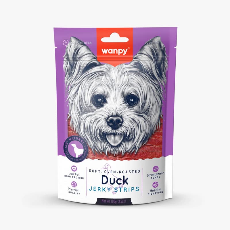 Wanpy Duck Jerky Strips Soft Oven Roasted Dog Treat 100g