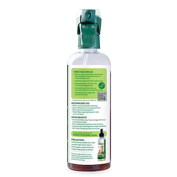 Natural Remedies Nomoticks Anti Tick & Flea Home Spray For Dogs & Cats of all Breeds 450ml