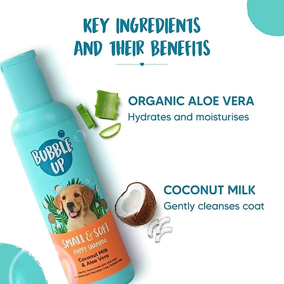 Bubble Up Small & Soft Coconut Milk and Aloe Vera Puppy Shampoo Paraben Free- Sulfate Free 200ml